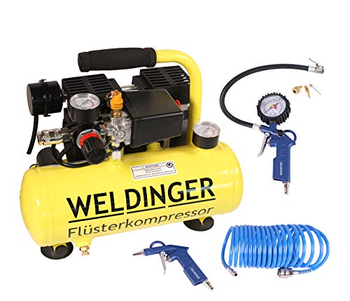 Aktionsset WELDINGER Flüster Kompressor FK 40 compact + Druckluftset 6-teilig 5 Jahre Garantie von WELDINGER