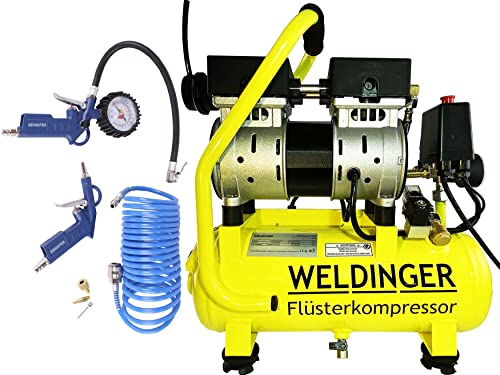 Aktionsset WELDINGER Flüsterkompressor FK 65 pro + Druckluftset 6-teilig 5 Jahre Garantie von WELDINGER