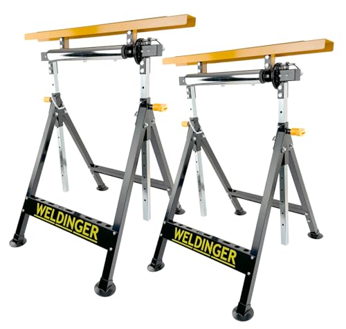 WELDINGER Doppelpack Multifunktions-Arbeitsbock, höhenverstellbarer Rollenbock Montagebock Werkbank Multibock von WELDINGER