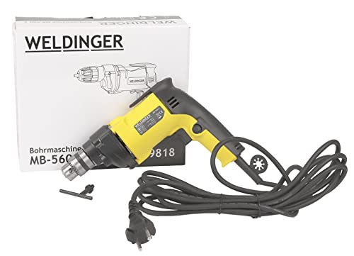 WELDINGER Eingang-Bohrmaschine MB560Z für Metallbauer 10 mm Zahnkranzfutter Rechts-/Linkslauf 460 W Leerlaufdrehzahl 0-1900 U/min 4 m Kabel 5 Jahre Garantie von WELDINGER
