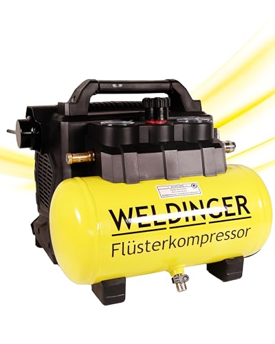 WELDINGER Flüster Kompressor FK 135 pocket ölfrei 1100 W Luftabgabe 135 l Tankvolumen 6 l Druckregler 5 Jahre Garantie von WELDINGER