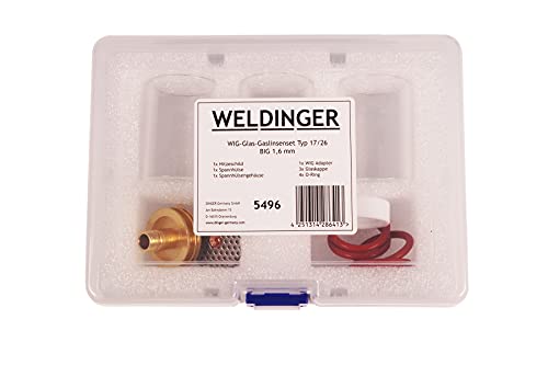 WELDINGER Glas-Gaslinsenset BIG 1,6 mm für WIG-Brenner TYP 17/26 11-teiliges Set von WELDINGER