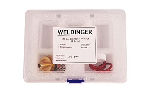 WELDINGER Glas-Gaslinsenset BIG 2,4 mm für WIG-Brenner TYP 17/26 11-teiliges Set von WELDINGER