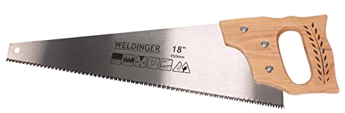 WELDINGER Handsäge 450 mm mit Holzgriff und gehärteten, dreifach geschliffenen Zähnen (Fuchsschwanz Holzsäge) von WELDINGER
