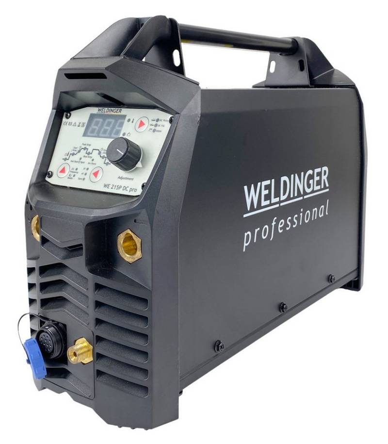 WELDINGER Inverterschweißgerät WIG-Schweißinverter WE 215P pro HF Puls Spot MMA profitauglich, 10 - 200 A von WELDINGER