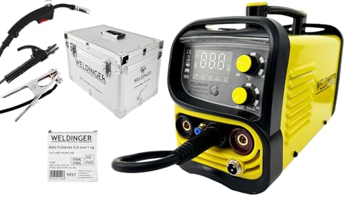 WELDINGER ME 1300 GASFLUX Fülldrahtschweißgerät im Koffer + Elektroden + 1kg Fülldraht + Stromdüsen + Fülldraht-Gasdüse von WELDINGER