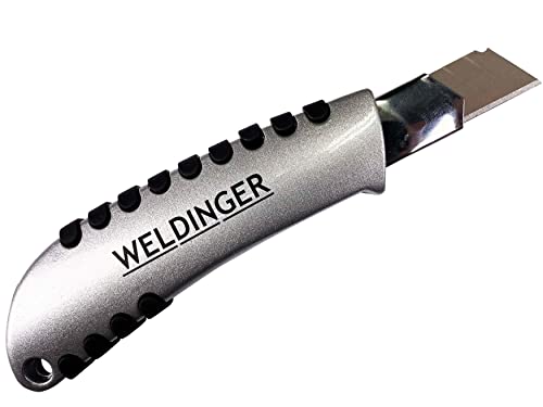 WELDINGER Robustes Unimesser Metall/Gummi mit 18 mm Abbrechklinge Cuttermesser von WELDINGER