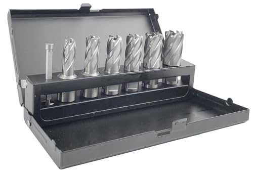 WELDINGER Vollschliff-Kernbohrer HSS M2 Weldon für Magnetbohrmaschinen 6-teiliges Set in Metallbox von WELDINGER