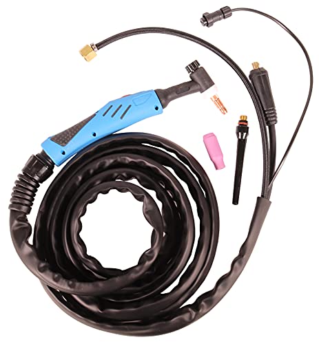 WELDINGER WIG-Schlauchpaket WP26 flex 4 m lang mit 2-poliger Steuerbuchse 9 mm Dorn flexiblem Brennerkopf (SPW13) von WELDINGER