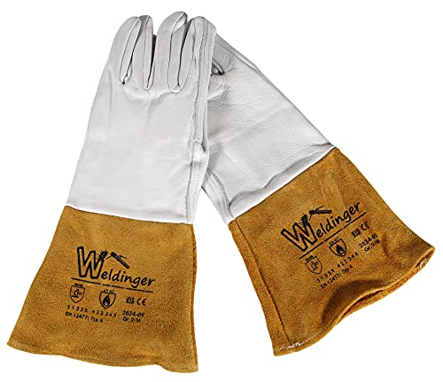 WELDINGER WIG-Star Gr. M/9 Schweißerhandschuhe Premium-Qualität feines Leder mit Stulpen von WELDINGER