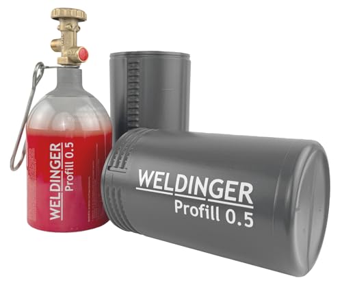 WELDINGER befüllbare Aluminium Propanflasche Profill 0.5 0,425 kg rot Handwerkerflasche von WELDINGER