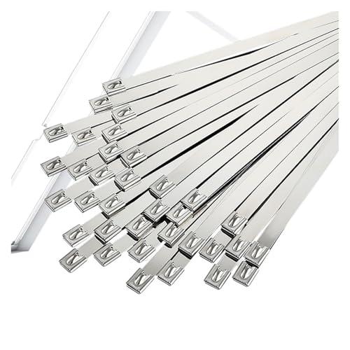 Kabelbinder aus Edelstahl 100 Stück 4,6 mm 304 Edelstahl-Metallkabelbinder, multifunktionale selbstsichernde Kabelbinder, Reißverschluss, Auspuffumwicklung, beschichtete Verriegelung(4.6x400mm-100pcs) von WELDRIC