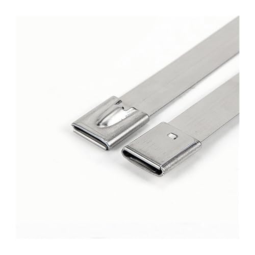 Kabelbinder aus Edelstahl 20 100 Stück Edelstahl Metall 7,9 mm Kabelbinder Auspuff Wrap beschichtet Verriegelung Metall Zip-Auspuff multifunktional(100PCS,7.9x350mm) von WELDRIC