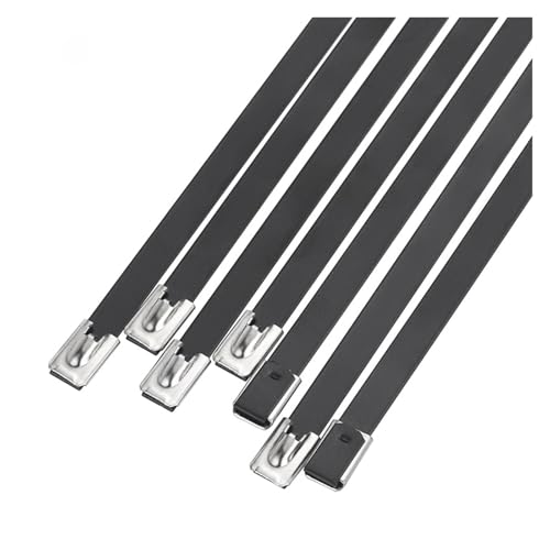 Kabelbinder aus Edelstahl Schwarzer 304-Kabelbinder aus sprühbeschichtetem Edelstahl, 4,6 mm, selbstsichernder Kabelbinder, Kabelrinne, Metallkabelbinder for den Einsatz auf See(100PCS,4.6mmx150mm) von WELDRIC