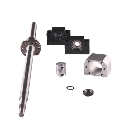 Kugelumlaufspindel 2PC HGR20 Lineare Vierkantschiene + 4PC Gleitwagen + 1PC Kugelumlaufspindel + Endstütze + Kupplung + Mutterngehäuse(HGR20-400 1605-450) von WELDRIC