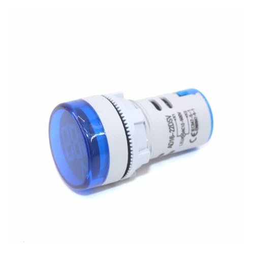 Wechselspannungsanzeige LED Digital Display Gauge Volt Spannung Meter Anzeige Licht 22MM Signal Lampe Lichter Navigation Tester AC 1V-500V(Blue) von WELDRIC