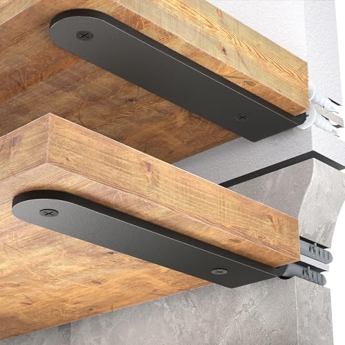 WELDUN 2 Stücke Regalhalterung Regalträger 20 cm, Schwerlast Regalwinkel für die Wandmontage, Tragkraft 70 KG, Schwarz von WELDUN