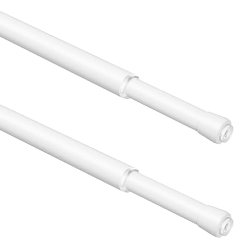 WELDUN 2er Teleskopstange zum Klemmen, 3 in 1 Spannstange ohne Bohren, Φ13mm Gardinenstange zum Klemmen für Fenster, Kleiderschrank, Schrank und Bücherregal, 42-75cm, Weiß von WELDUN
