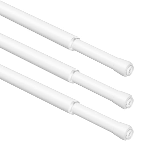 WELDUN 3er Gardinenstange zum Klemmen, 3 in 1 Vorhangstange ohne Bohren, Φ13mm Teleskopstange zum Klemmen für Fenster, Kleiderschrank, Küchen und Bücherregal, 70-100cm, Weiß von WELDUN