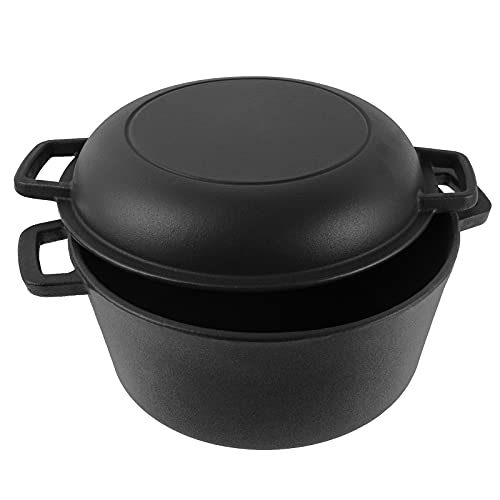 WELL GRILL 2 in 1 Schmortopf Dutch Oven Zubehör Set, Pre-Seasoned Gusseisen Topf mit Deckel Feuertopf Brotbackform für Weber, Burnhard und die meiste Gasgrill, BBQ Camping Garten, 5QT von WELL GRILL