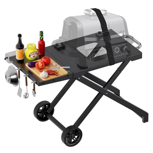 WELL GRILL Ständer Faltbarer Grillständer für Ninja Woodfire OG700 Series, BBQ Grilltisch Grillwagen mit Beistelltisch für Ninja Zubehör Elektrogrill OG701EU CI100EU CB350EU von WELL GRILL