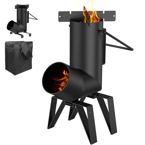 WELL GRILL Rocket Stove Raketenofen Outdoor mit Tragetasche, Gusseisen Kanonenofen für Dutch Oven Grillpfannen Plancha Grillplatte und vieles mehr (Hoher und kurzer Stand) von WELL GRILL