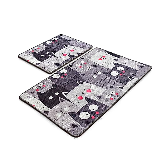 2-teiliges Badematten-Set, rote Katzen von WELL HOME MOBILIARIO & DECORACIÓN
