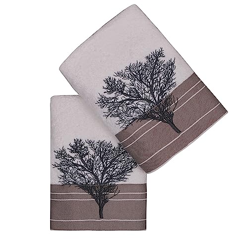 WELL HOME MOBILIARIO & DECORACIÓN 2-teiliges Handtuch-Set in Weiß und Beige von WELL HOME MOBILIARIO & DECORACIÓN