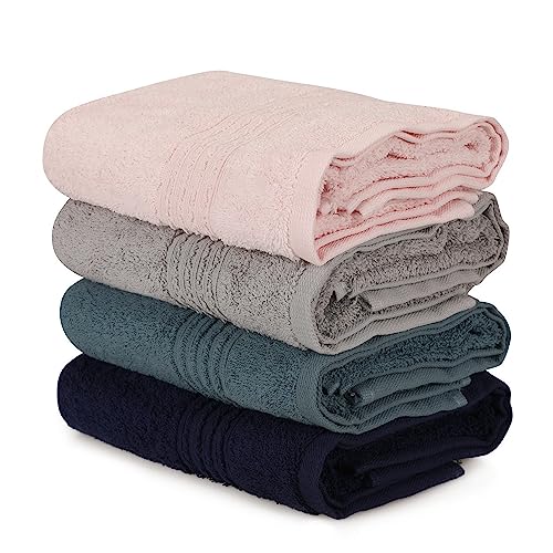4-teiliges Handtuch-Set in Grau, Dunkelblau, Rosa, Blau von WELL HOME MOBILIARIO & DECORACIÓN