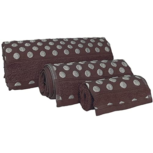 3er-Set Badetücher, Frottierhandtücher aus Baumwolle 450 gr/m2, 50x30; 100x50; 150x100 cm, Farbe chocolate von WELL HOME MOBILIARIO & DECORACIÓN