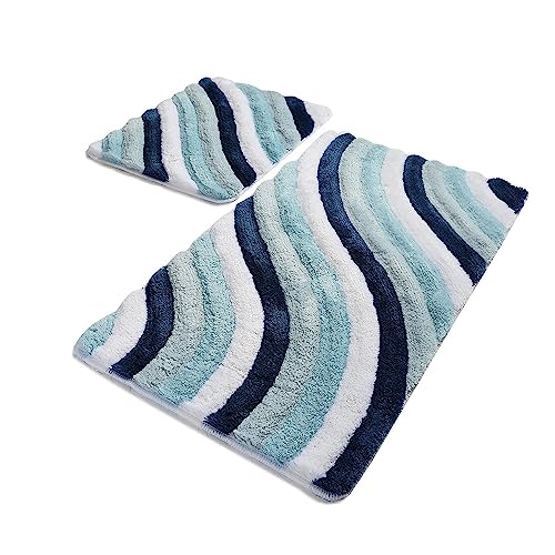 Badezimmerteppich-Set, 2-teilig, Blautöne von WELL HOME MOBILIARIO & DECORACIÓN