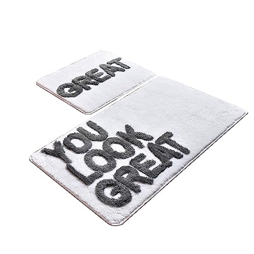 Badteppich-Set, 2-teilig, Design You Look Great Hellgrau von WELL HOME MOBILIARIO & DECORACIÓN
