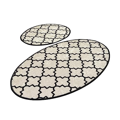 Badteppich-Set, 2-teilig, Weiß und Schwarz von WELL HOME MOBILIARIO & DECORACIÓN