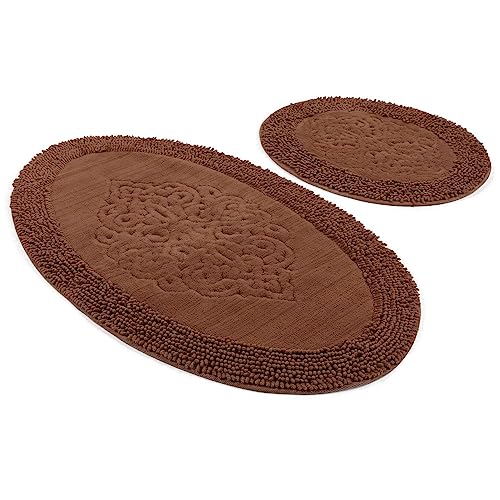 Badteppich Set 2-teilig Dunkelbraun oval von WELL HOME MOBILIARIO & DECORACIÓN