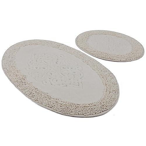 Badteppich Set 2-teilig beige oval von WELL HOME MOBILIARIO & DECORACIÓN
