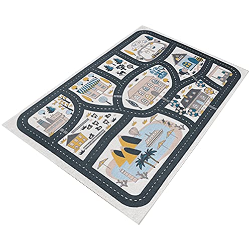 Bedruckter Polyesterteppich 120 x 180cm Modell VillageRoad mehrfarbig von WELL HOME MOBILIARIO & DECORACIÓN
