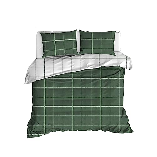 Bettbezug-Set + 2 Kissenbezüge, 240 x 220 cm, Grün, Weiß von WELL HOME MOBILIARIO & DECORACIÓN