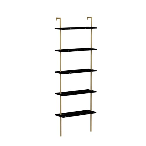 Bücherregal Schwarzer Marmor-Effekt-Gold 165x60x22 von WELL HOME MOBILIARIO & DECORACIÓN