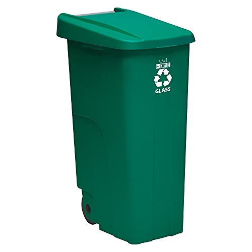 Container Wellhome recyceln 110 Liter, mit Deckel geschlossen, ideal für Glasrecycling, mit Rädern von WELL HOME MOBILIARIO & DECORACIÓN