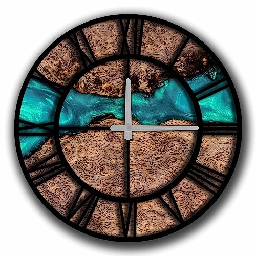 Dekorative MDF-Uhr, Blau und Ocker von WELL HOME MOBILIARIO & DECORACIÓN