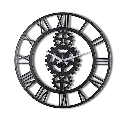 Dekorative Metall-Wanduhr mit Zahnräder-Stil, 70 x 70 cm von WELL HOME MOBILIARIO & DECORACIÓN