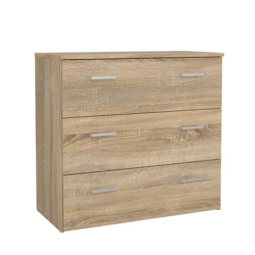 Duero Kommode mit 3 Schubladen Struktur aus Eiche 74,1x35,95x69,9cm von WELL HOME MOBILIARIO & DECORACIÓN