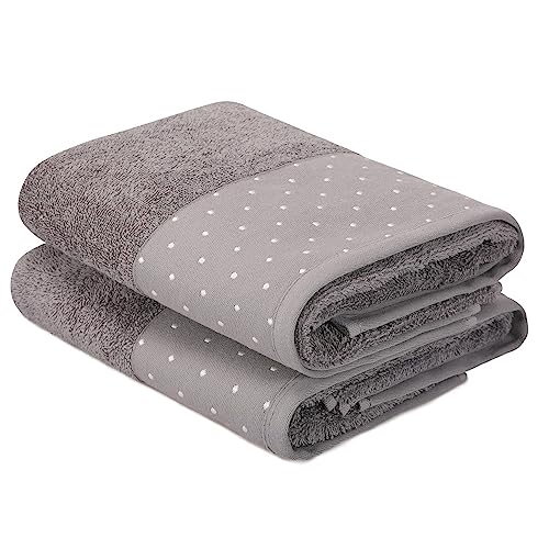 Handtuch-Set, 2-teilig, Grau und Weiß von WELL HOME MOBILIARIO & DECORACIÓN