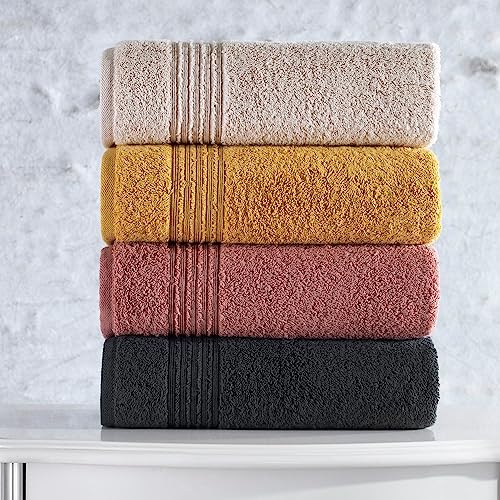 Handtuch-Set, 4-teilig, Beige, Rosa, Senf, Anthrazit von WELL HOME MOBILIARIO & DECORACIÓN