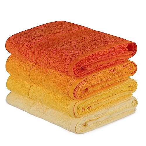 Handtuch-Set, 4-teilig, hellgelb, Hellorange, orange von WELL HOME MOBILIARIO & DECORACIÓN