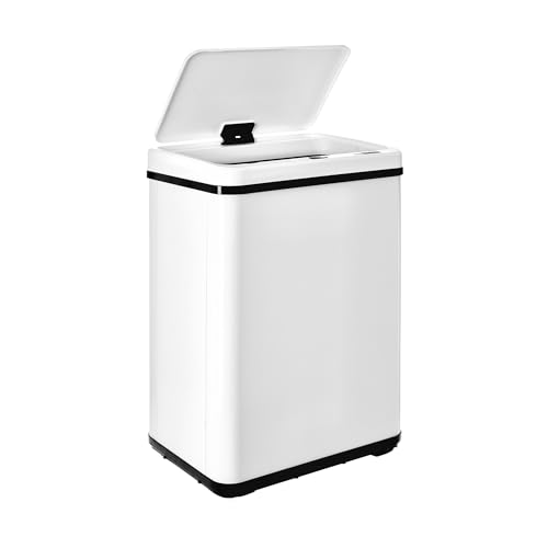 Intelligenter Mülleimer ohne Beine mit automatischem Öffnen oder manuellem Kontakt, 40 l, Höhe: 55,5 x 35,5 x 26 cm, Weiß. von WELL HOME MOBILIARIO & DECORACIÓN