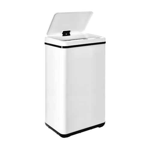 Intelligenter Mülleimer ohne Beine mit automatischem Öffnen oder manuellem Kontakt, 50 l, Höhe: 67,5 x 35,5 x 26 cm, Weiß. von WELL HOME MOBILIARIO & DECORACIÓN