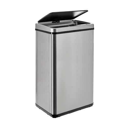 Intelligenter Mülleimer ohne Beine mit automatischem Öffnen oder manuellem Kontakt, 50 l, Höhe: 67,5 x 35,5 x 26 cm, grau. von WELL HOME MOBILIARIO & DECORACIÓN