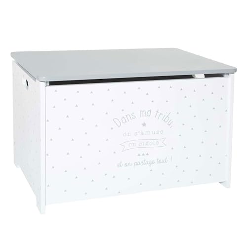 WELL HOME – Spielzeugtruhe für Kinder in Weiß und Grau, 58 x 37,5 x 38 cm von WELL HOME MOBILIARIO & DECORACIÓN