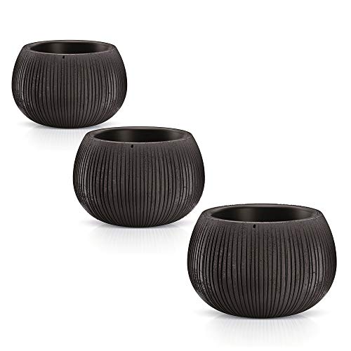 Pack 3 Töpfe Prosperplast Beton Bowl Plastik mit schwarzer Zementfarbe, Set s Größe von WELL HOME MOBILIARIO & DECORACIÓN